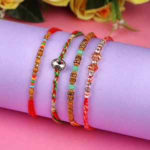 Graceful Set of 4 Rakhi For Netherlands-Rakhi to Netherlands