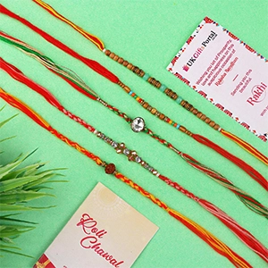 Fascinating Fancy Beads Five Rakhi Set