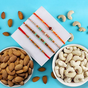 Stunning 4 Rakhis with Dry Fruits-Rakhi to Netherlands