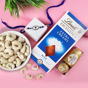 Evil Eye Rakhi Dry Fruit Chocolate Hamper