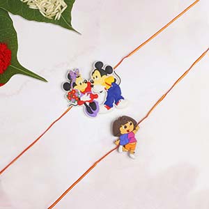 Mickey Mouse & Dora Kids Rakhi to France