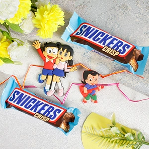 Funny Kids Rakhi with Snicker Chocolates
