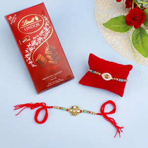 Kundan Rakhi Set with Lindt Chocolates