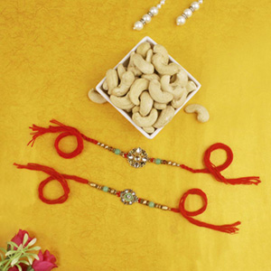 Pleasant Rakhi Set with Cashew Nuts - Send Rakhi to Greece