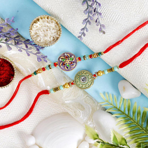 Sizzling Two Floral Rakhi Set - Rakhi to Poland