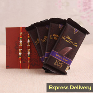 Rakhi with Bourneville gift hamper-Rakhi with Chocolates