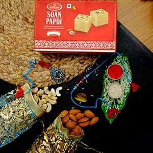 Silver Opulence Soan & Dryfruit Rakhi Set