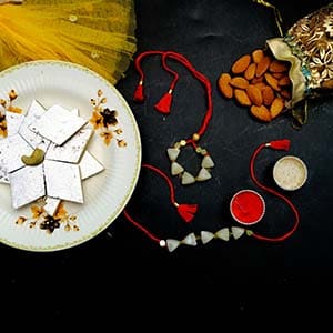 Marble Elegance Kaju Katli Rakhi Set