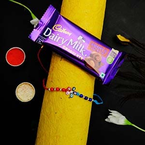 Multicolor Evil eye Rakhi With Dairy Milk-USA