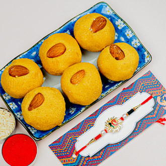 Ek Onkar Rakhi With Tasty Besan Laddoo