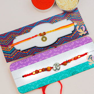 Om & Rudraksh Charms Pair of 2 Rakhis