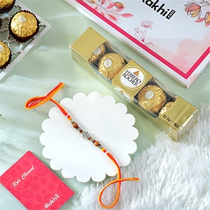 Single Hamsa Rakhi with 5 Pc Ferrero Rocher