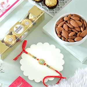 Enchanting Single Rakhi with Ferrero & Almond