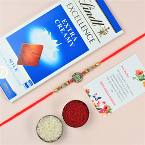 Elegant Rakhi With Lindt Chocolate - New Zealand - Rakhi with Mug to New Zealand