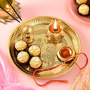 Rakhi Thread With Pooja Thali & Ferrero Rocher