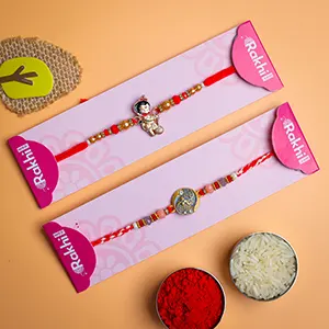 Set of Bal Hanuman & Metallic Rakhi