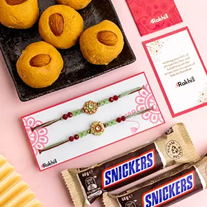 Set of Rakhi With Besan Laddoo & Chocolates