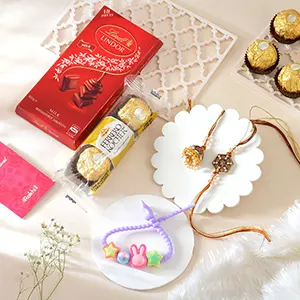 Set of 3 adorable Perfect Rakhi & Gourmet Hamper-Rakhi to New Zealand