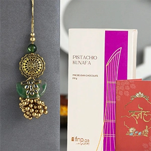 Jeweled Lumba Rakhi With Pistachio Kunafa Bar