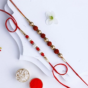 Ethnic Pearl and Rudraksh Rakhi