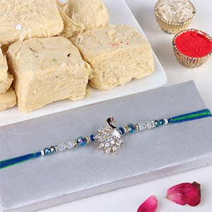 Sneh Shree Regular Ethnic Peacock Rakhi with Soan Papdi