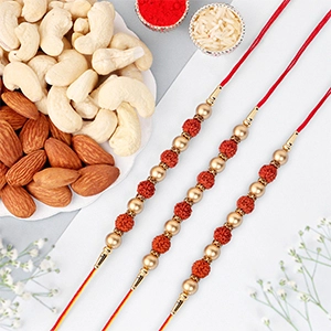 Rudraksha Bliss Rakhi Set of 3 & Nutty Delight