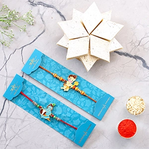 Devotional Kids Rakhi Set And Kaju Katli