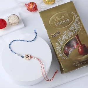 FNP Designer Meenakari Rakhi With Lindt Lindor Chocolate Truffles