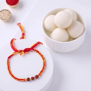 FNP 3 Rudraksha Rakhi With Rasgulla 1 Kg