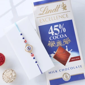 FNP Evil Eye Rakhi With Lindt Excellence Milk Chocolate