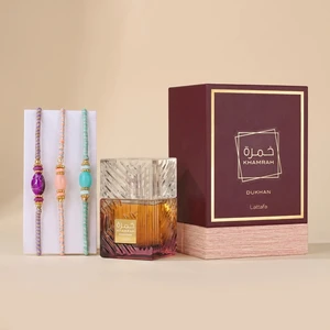 FNP Ethnic Rakhis With Lattafa Khamrah Dukhan 100 ml
