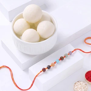 FNP Chakra Stone Rakhi With Rasgulla 1 Kg