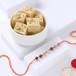 FNP Chakra Stone Rakhi With Soan Papdi 250 g