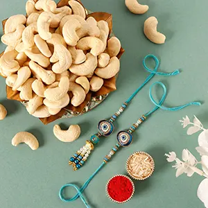 Stunning Evil Eye Rakhi Set & Cashews - For Qatar