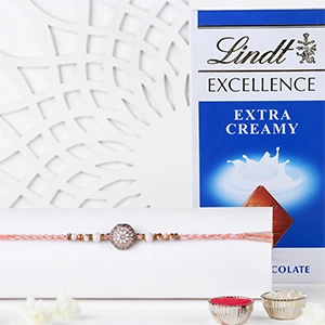 Floral American Diamond Rakhi N Lindt Chocolate
