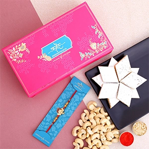 Ganesha Face Kids Rakhi And Cashew With Kaju Katli Exp