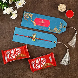 Ethnic Bal Hanuman Rakhi N Kitkat Chocolates - For Qatar
