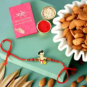 Holy Bal Hanuman Kids Rakhi & Almonds - For Qatar