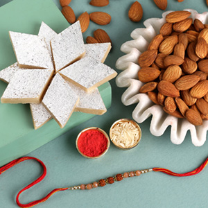 Sneh Classic Rakhi With Kaju Katli & Almonds