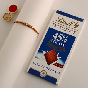 Sneh Rose Gold Rakhi & Lindt Bar to Qatar - Rakhi to Qatar