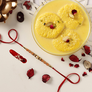 Sneh Rose Gold Rakhi & Rasmalai