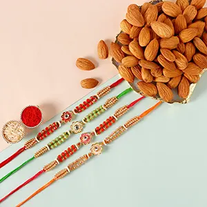 Meenakari Rakhi Set & Almonds - For Qatar