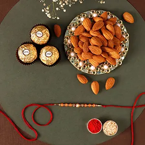 Minimalist Rakhi With Almonds & Ferrero Rocher - For Qatar