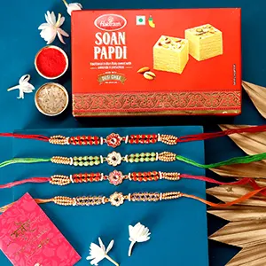 Meenakari Rakhi Set & Soan Papdi - For Qatar