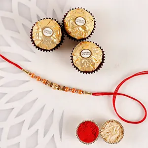 Rose Gold Rakhi & Ferrero Rocher - For Qatar