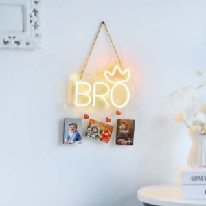 Bro Neon Light Wall Hanging with 3 Personalized Frames