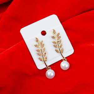 Dazzling Stone Studded Golden Earrings