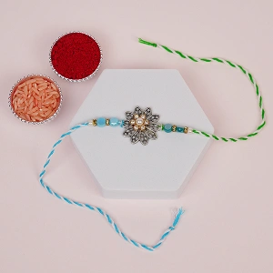 Floral Blue Bead Rakhi for Brother