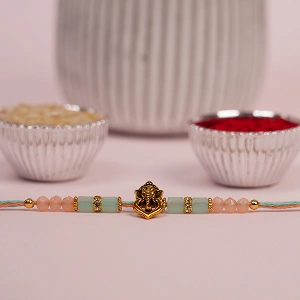 Divine Ganesha Colourful Thread Rakhi with Roli Chawal