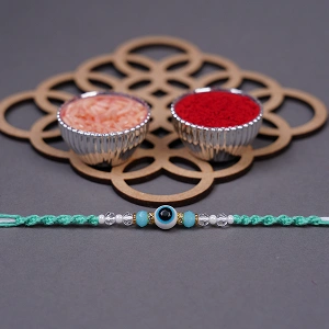 Protective Evil Eye Rakhi for Brother with Roli Chawal